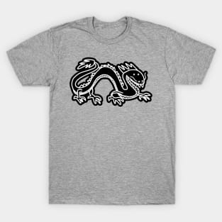 Dragon Line Art Black and White T-Shirt